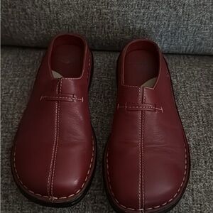 Men's Red Leather Slip-On Shoes